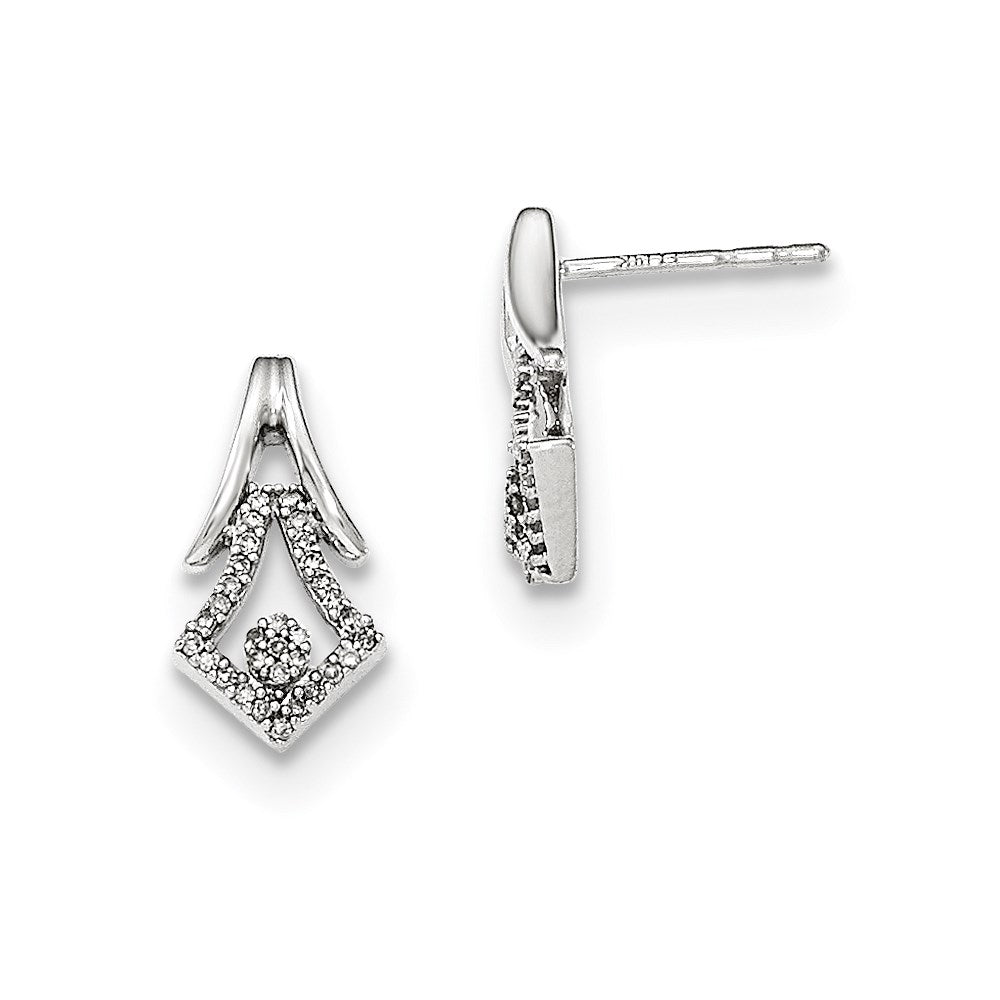14kt White Gold Polished Real Diamond Post Earrings