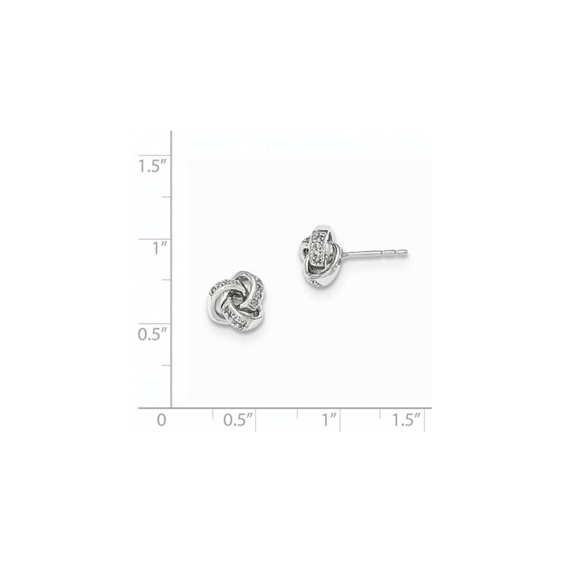 14K White Gold Real Diamond Knot Post Earrings