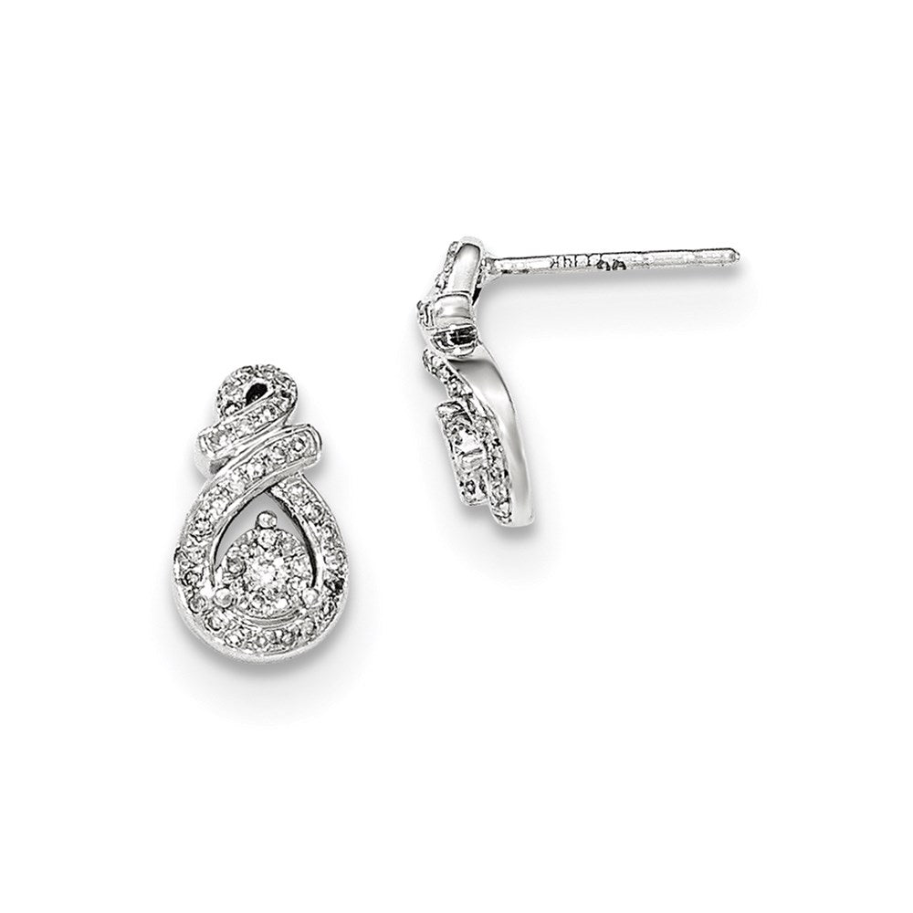 14k White Gold Real Diamond Post Earring