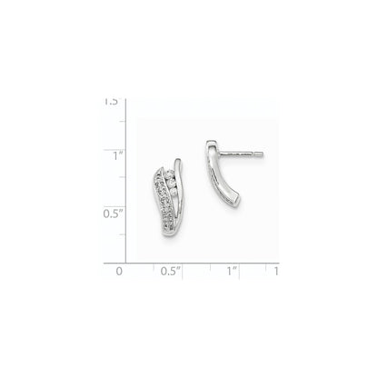 14K White Gold Real Diamond Post Earrings