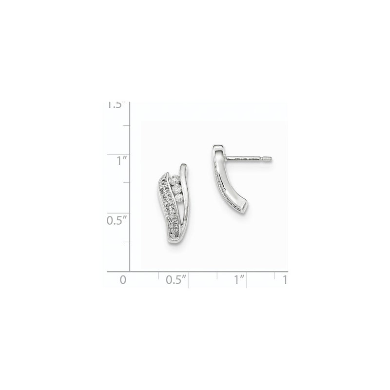 14K White Gold Real Diamond Post Earrings