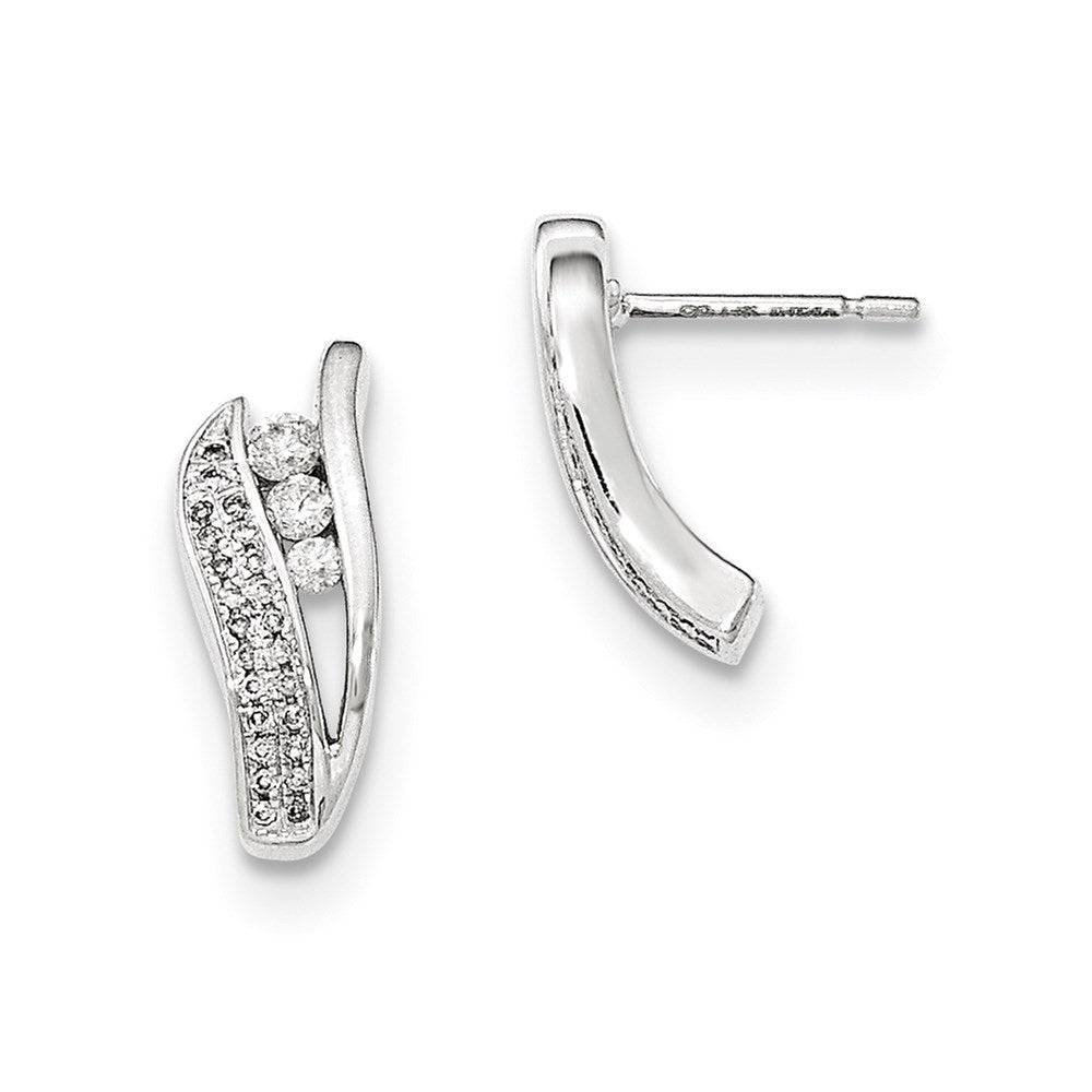 14K White Gold Real Diamond Post Earrings