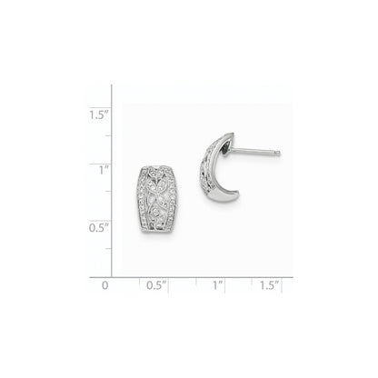 14k White Gold Real Diamond Openwork Leaves w/Milgrain Post Earrings