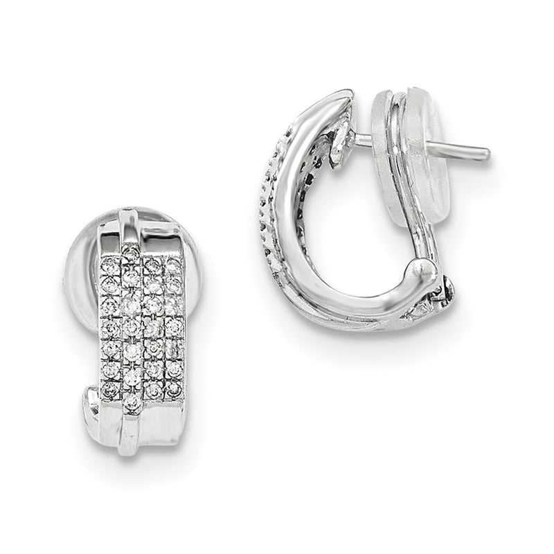 14k White Gold Diamond Polished Omega Back Earrings