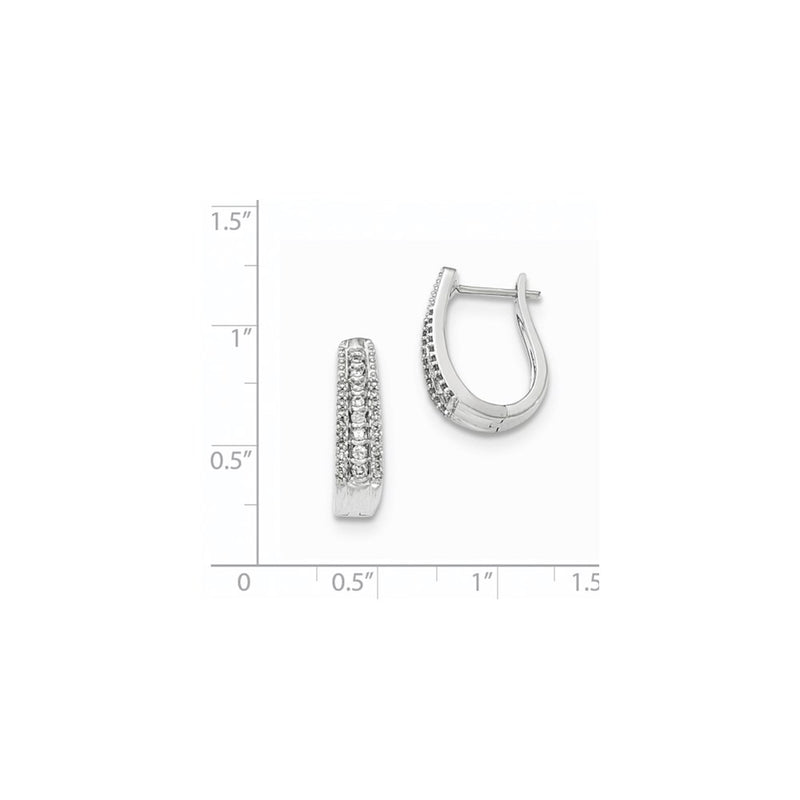 14K White Gold Polished Real Diamond Hinged Hoop Earrings