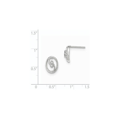 14K White Gold Polished Real Diamond Post Earrings