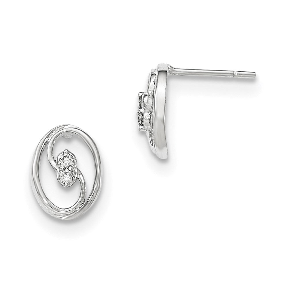 14K White Gold Polished Real Diamond Post Earrings