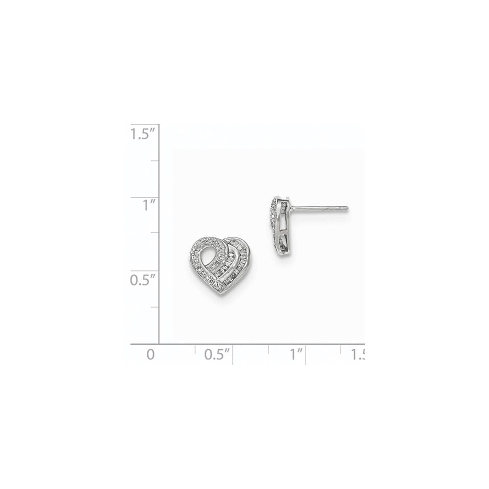 14k White Gold Real Diamond Heart Post Earring
