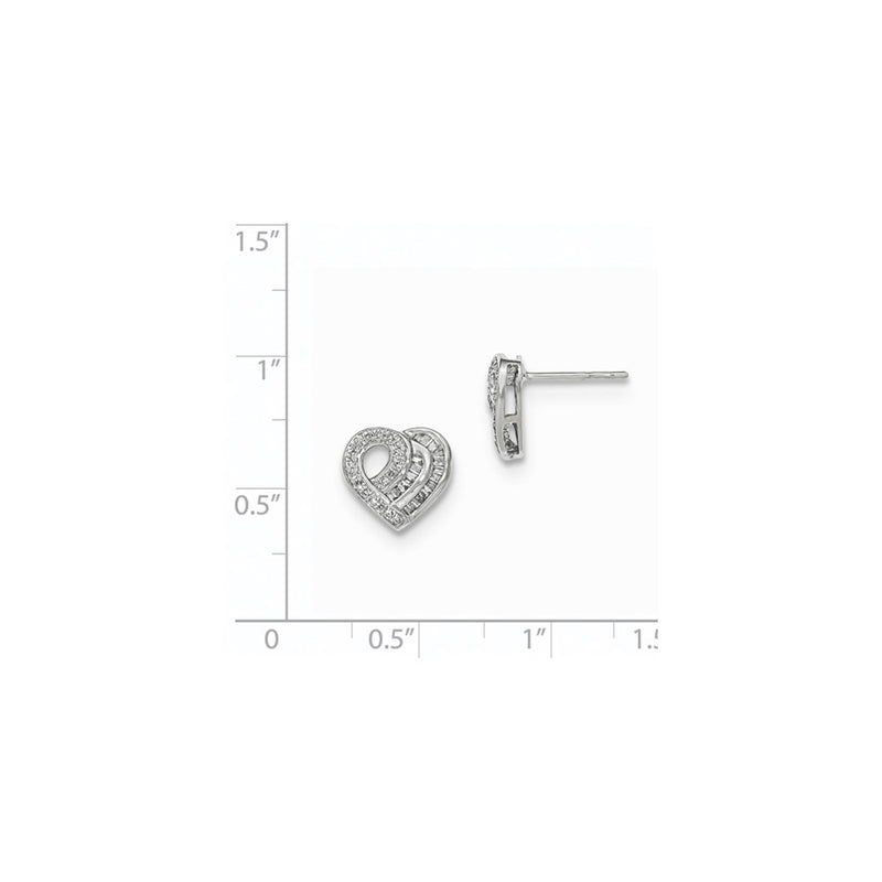 14k White Gold Real Diamond Heart Post Earring