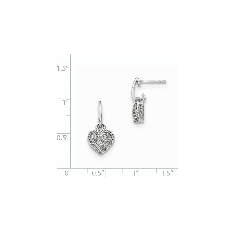 14k White Gold Real Diamond Heart Post Dangle Earring