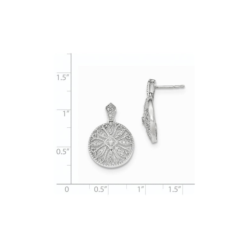 14K White Gold Real Diamond Post Dangle Earrings