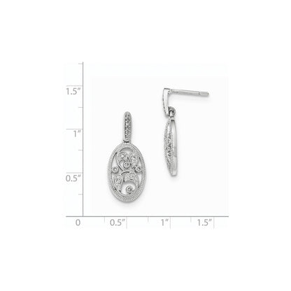 14K White Gold Polished Real Diamond Post Earrings