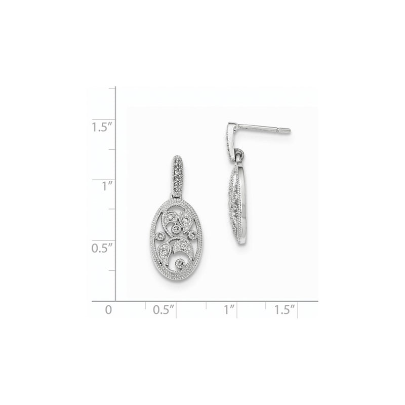 14K White Gold Polished Real Diamond Post Earrings