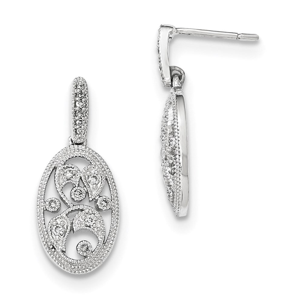 14K White Gold Polished Real Diamond Post Earrings