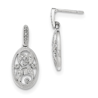 14K White Gold Polished Real Diamond Post Earrings