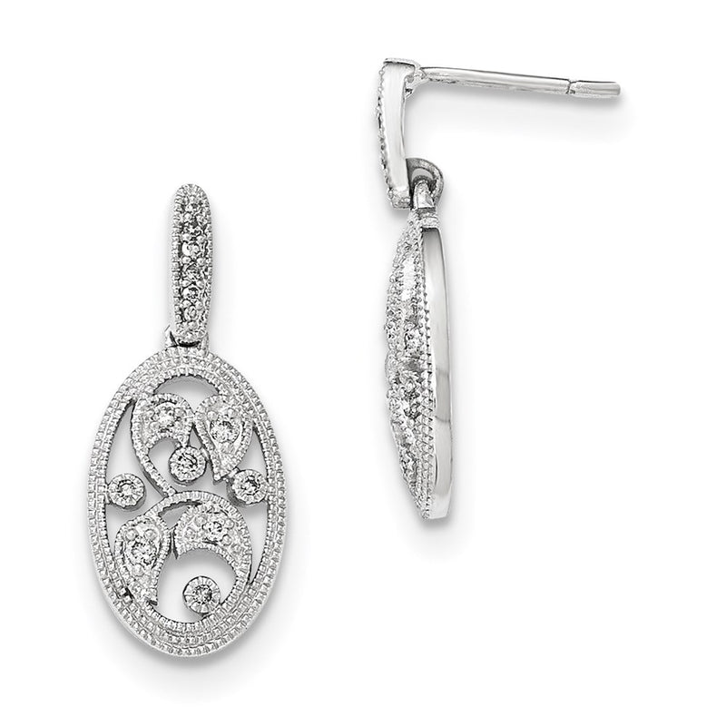 14K White Gold Polished Real Diamond Post Earrings
