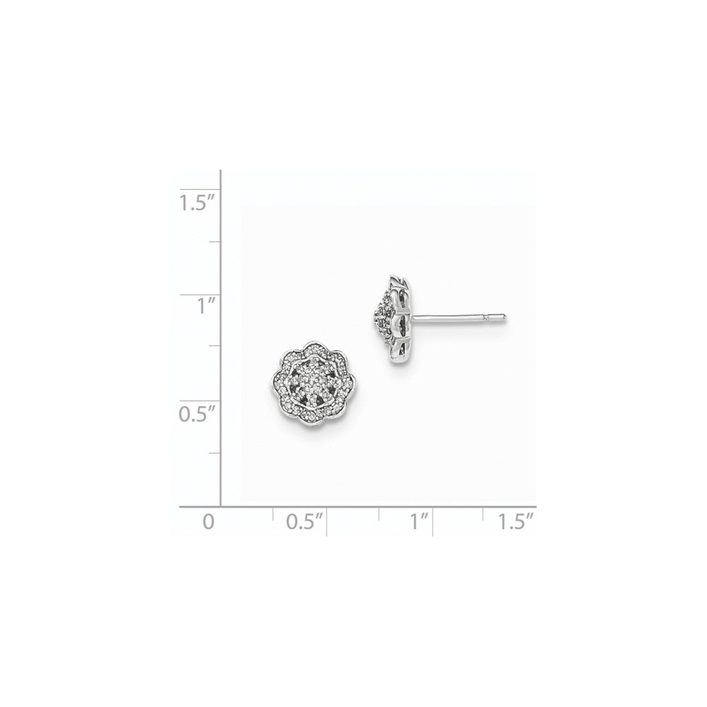 14k White Gold Real Diamond Post Earrings