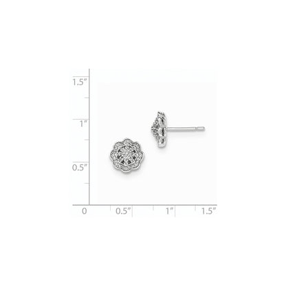 14k White Gold Real Diamond Post Earrings
