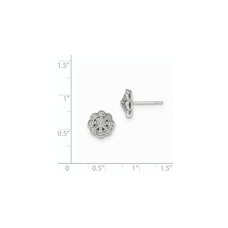 14k White Gold Real Diamond Post Earrings