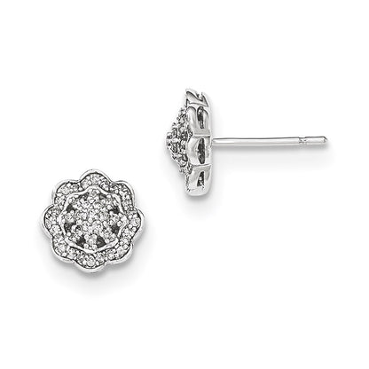 14k White Gold Real Diamond Post Earrings