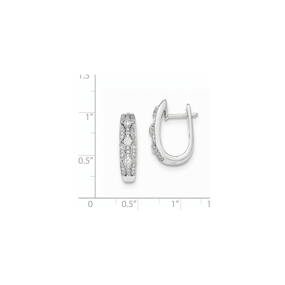 14k White Gold Real Diamond Hinged Post Earrings