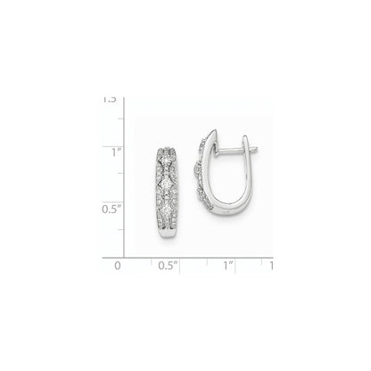 14k White Gold Real Diamond Hinged Post Earrings