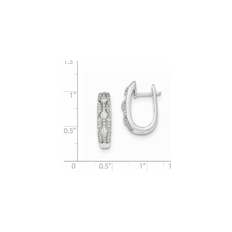 14k White Gold Real Diamond Hinged Post Earrings