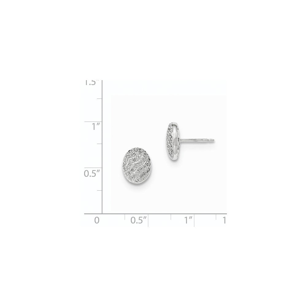 14k White Gold Real Diamond Oval Shape Post Earring