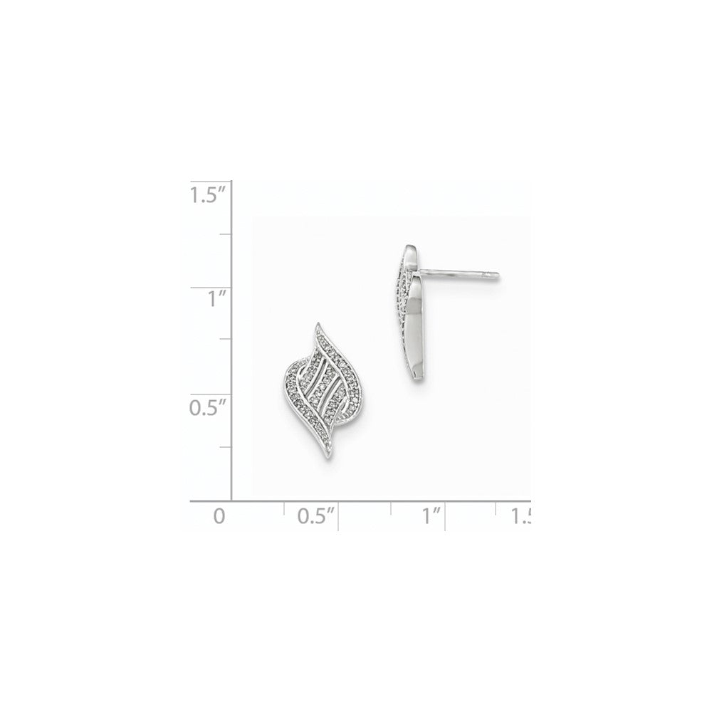 14k White Gold White Real Diamond Post Earring