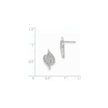 14k White Gold White Real Diamond Post Earring