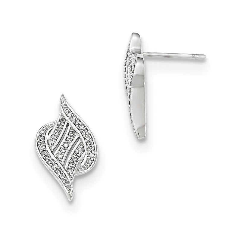 14k White Gold White Real Diamond Post Earring