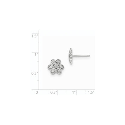 14k White Gold Real Diamond Post Earrings