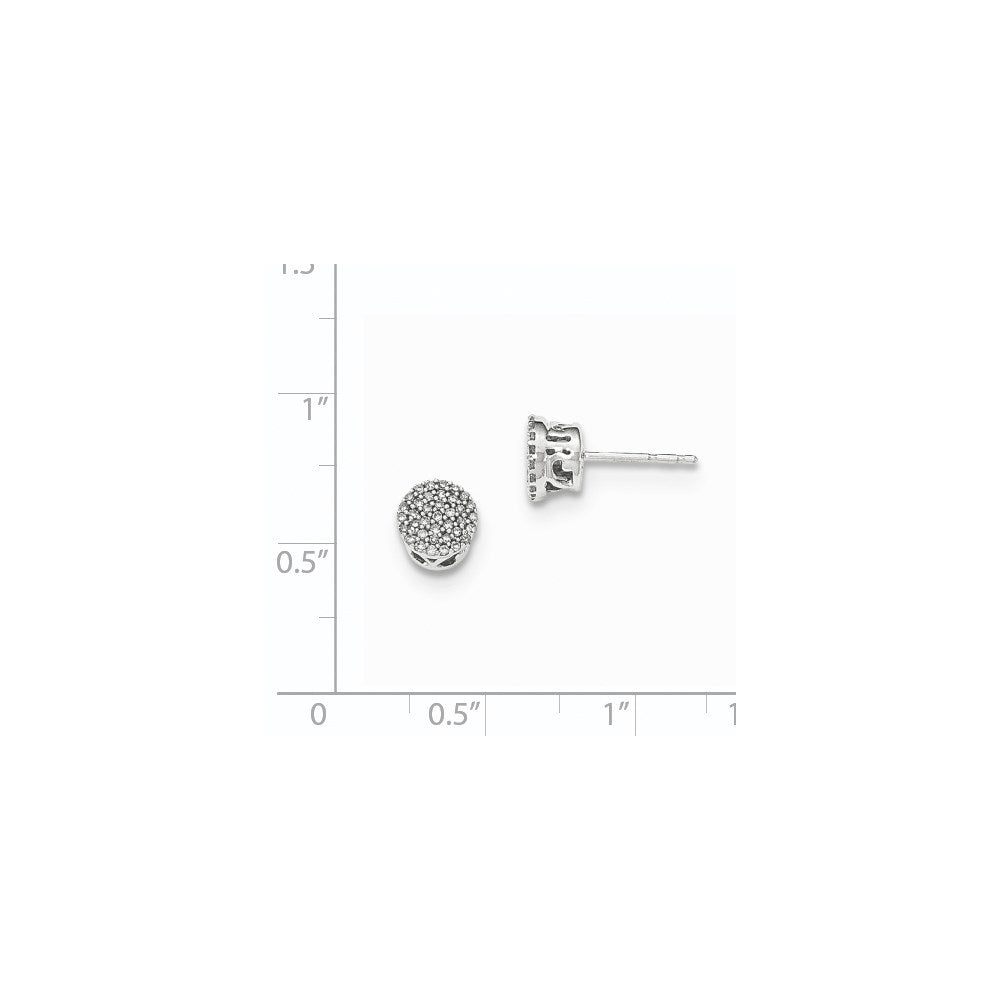 14k White Gold Polished Round Real Diamond Post Earrings