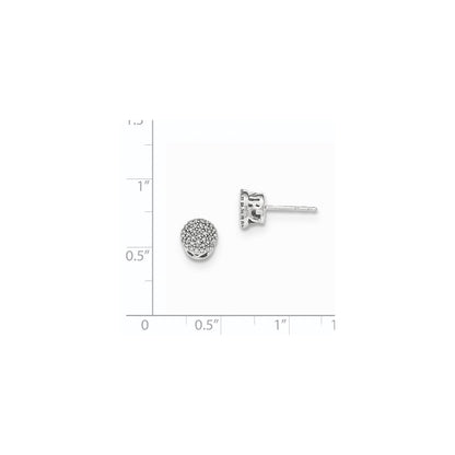 14k White Gold Polished Round Real Diamond Post Earrings