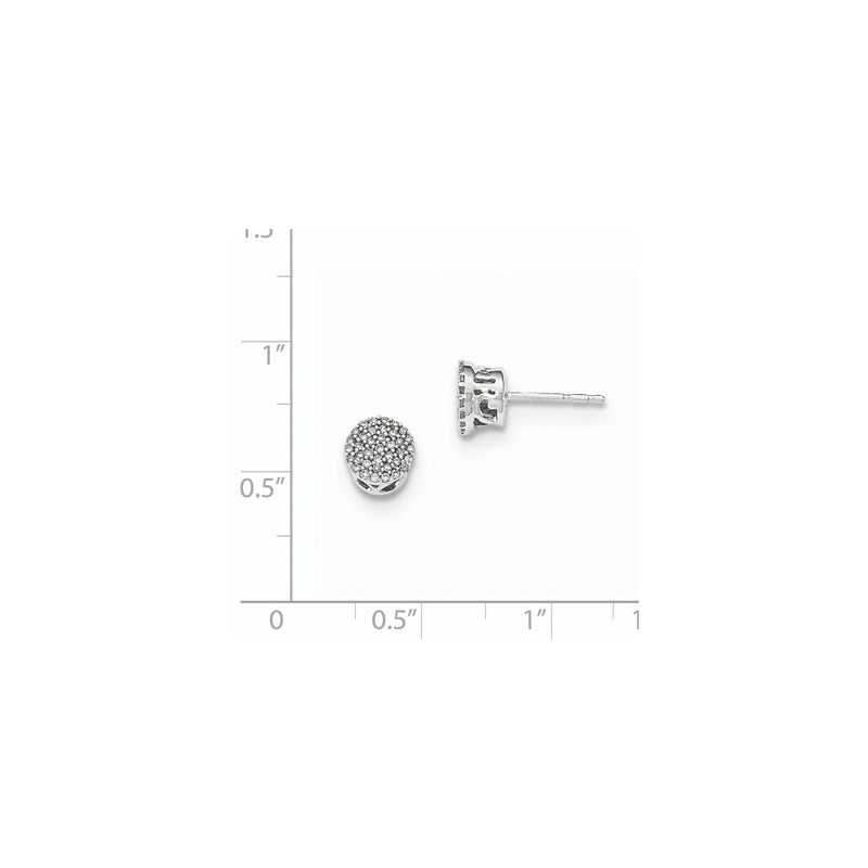 14k White Gold Polished Round Real Diamond Post Earrings