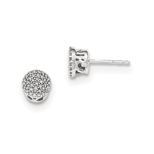 14k White Gold Polished Round Real Diamond Post Earrings