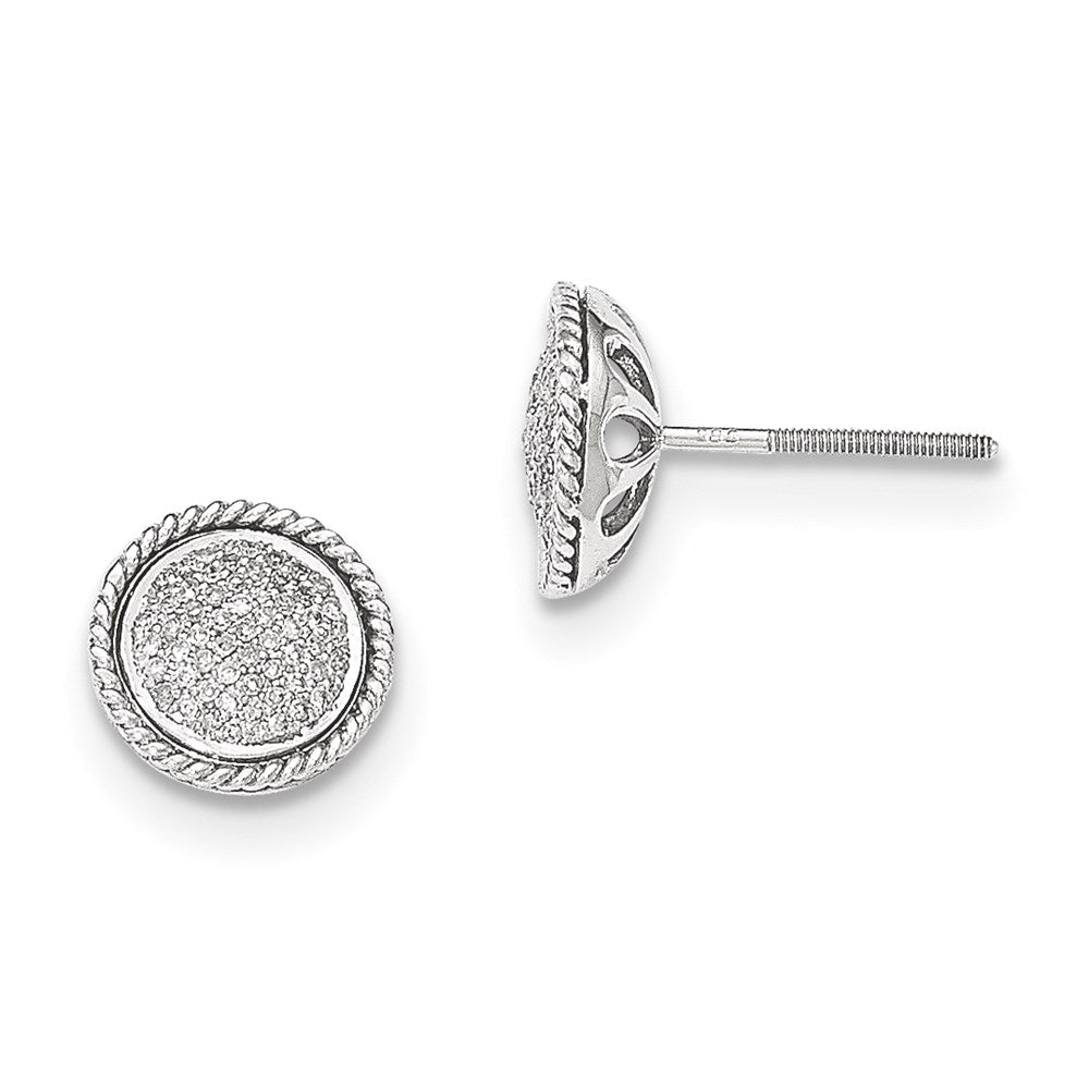 14K White Gold PavÃ¢â‚¬Å¡ Real Diamond Circle Post Earrings