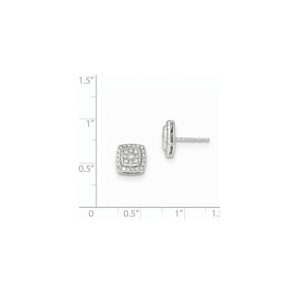 14K White Gold Real Diamond Post Earrings