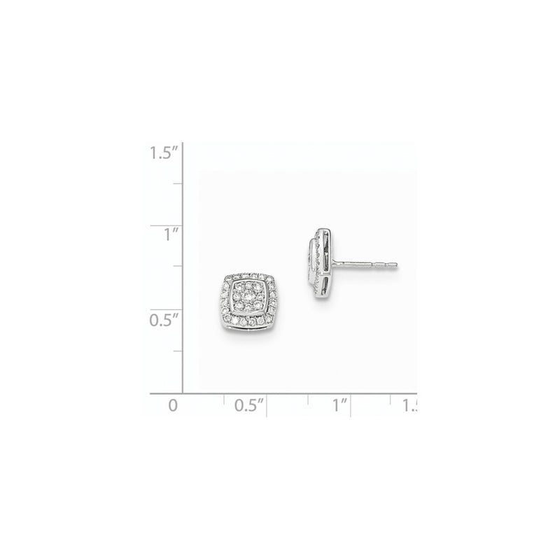 14K White Gold Real Diamond Post Earrings