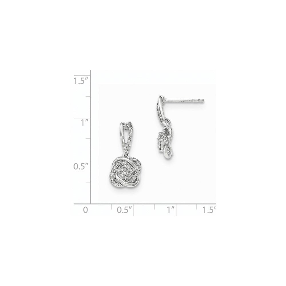 14K White Gold Real Diamond Post Dangle Earring