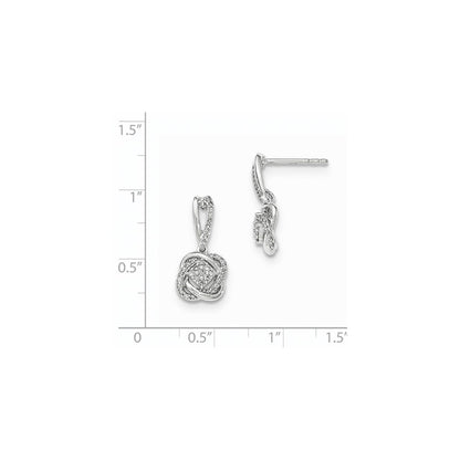 14K White Gold Real Diamond Post Dangle Earring
