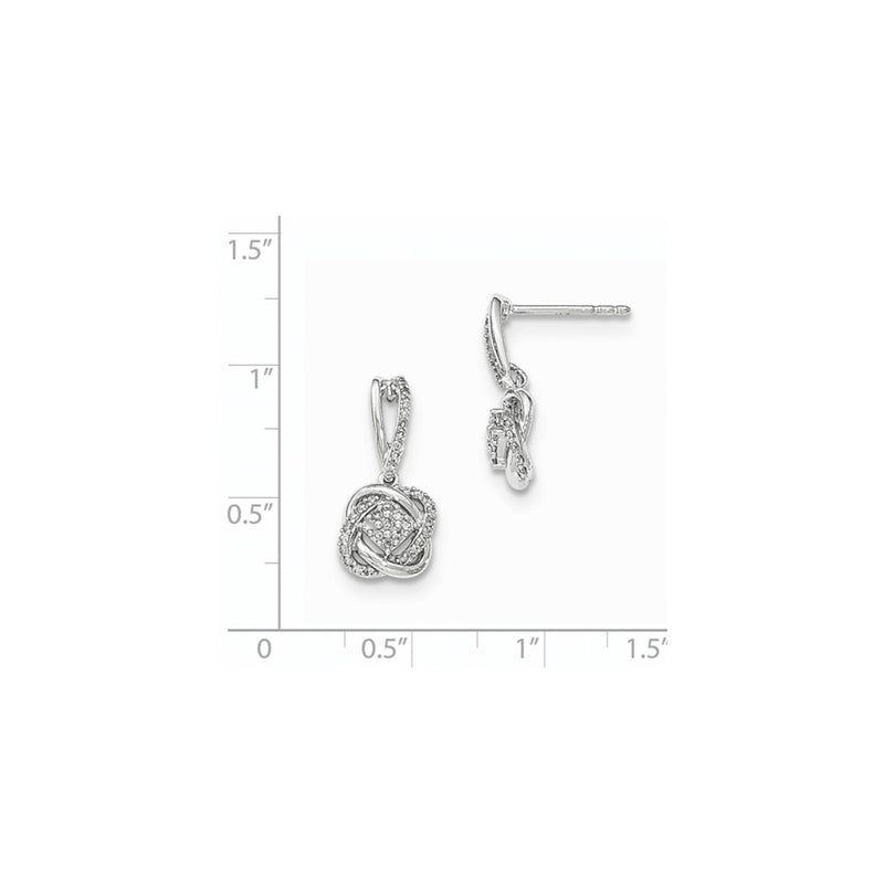 14K White Gold Real Diamond Post Dangle Earring