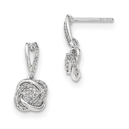 14K White Gold Real Diamond Post Dangle Earring