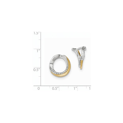 14K White Gold Real Diamond Yellow Rhodium Hinged Earrings