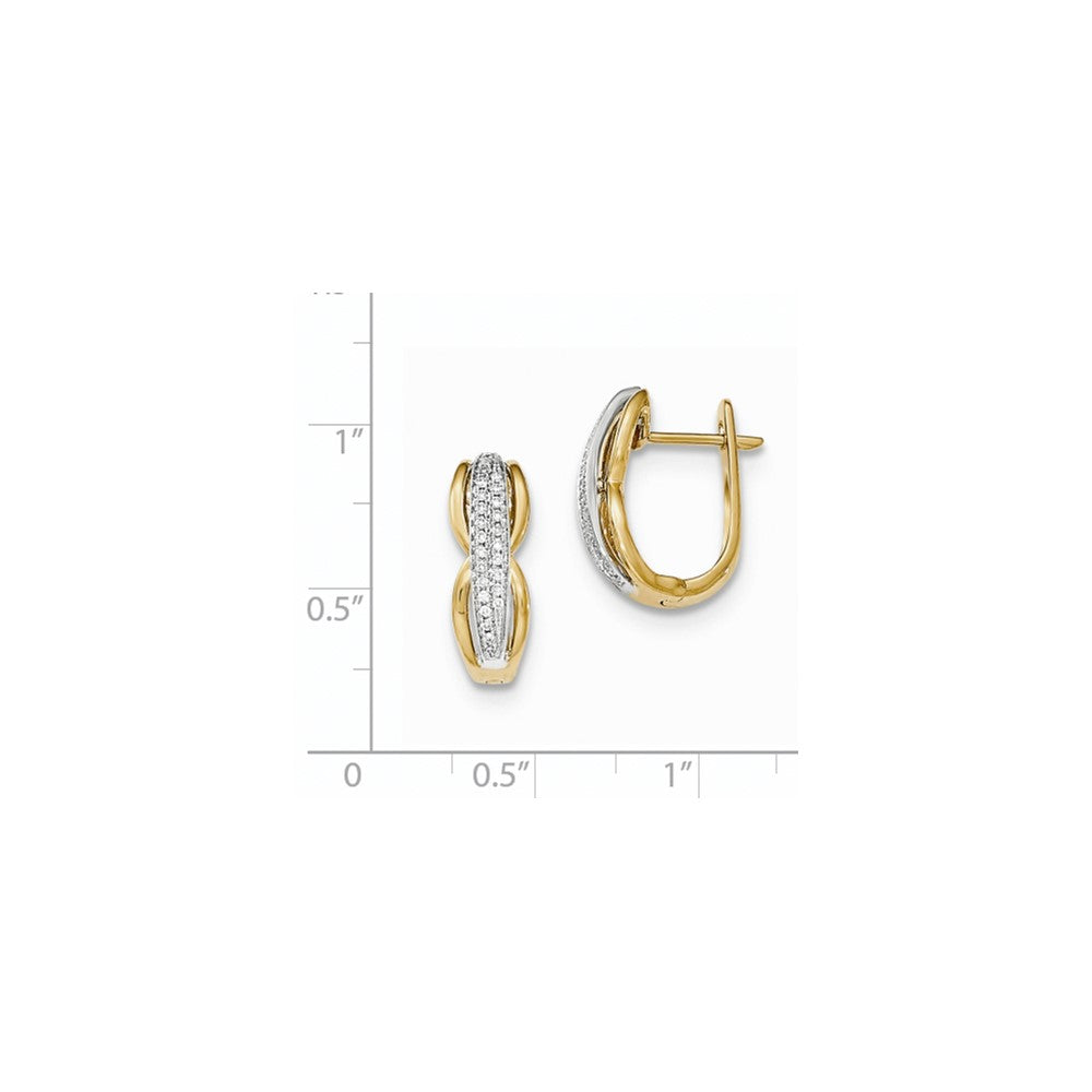 14k Yellow Gold & Rhodium Fancy Undercarriage Hinged Post Earrings