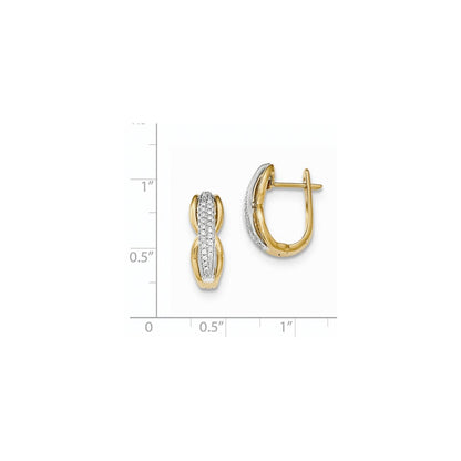 14k Yellow Gold & Rhodium Fancy Undercarriage Hinged Post Earrings