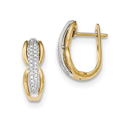 14k Yellow Gold & Rhodium Fancy Undercarriage Hinged Post Earrings