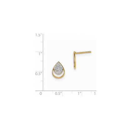 14k Yellow Gold Real Diamond Teardrop Post Earrings