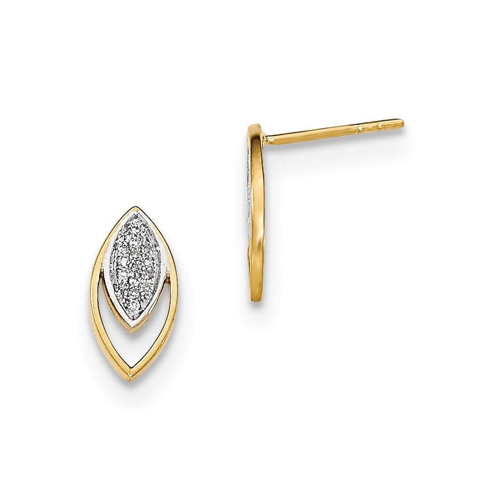 14k Yellow Gold Real Diamond Post Earrings