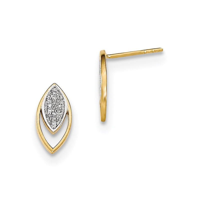 14k Yellow Gold Real Diamond Post Earrings